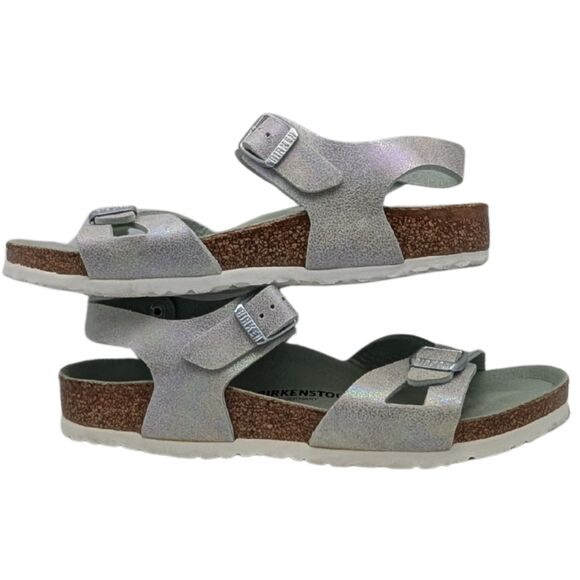 Birkenstock Rio Kids Shimmer Silver Sandals Size Kids 34 / Big Kids 3-3.5 - Picture 3 of 8
